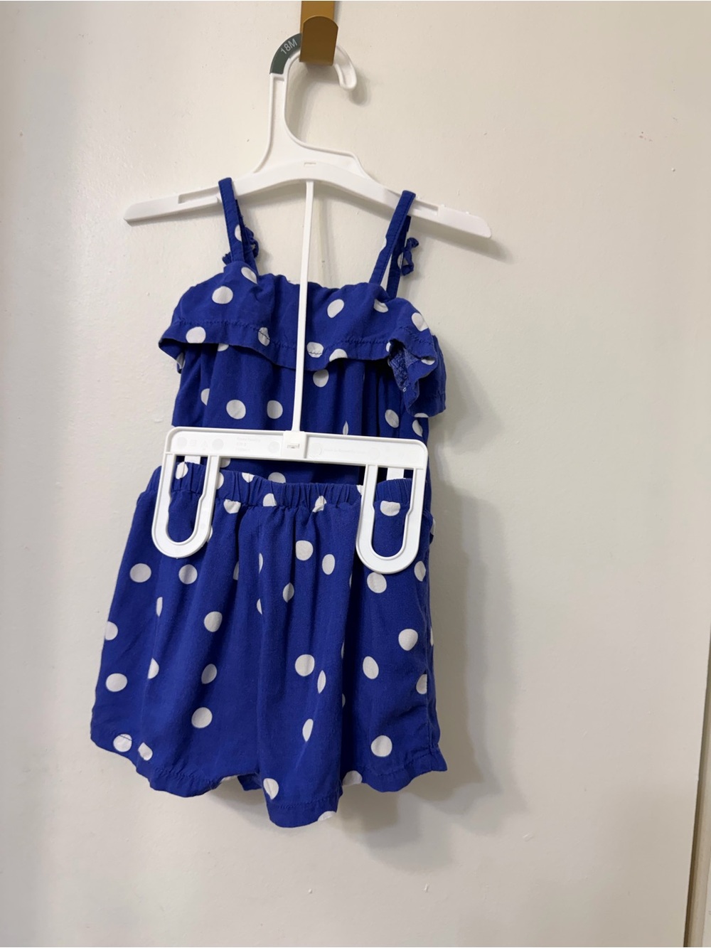 Blue Polka Dot Ruffle Tank Top and shorts - Picture 4 of 4